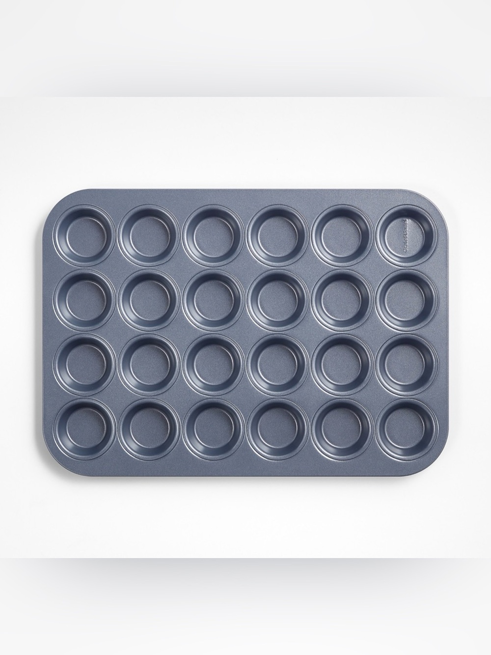 Crate & Barrel Slate Blue 24-Cup Silicone Nonstick Mini Muffin Pan